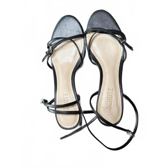 Schutz Black Strappy Block Heel Sandals, size 7.5 - Picture 2 of 4